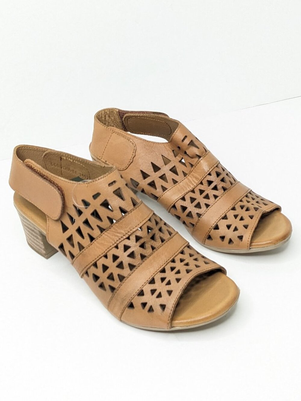 Spring Step Dorotha Platform Heeled Sandals Tan Leather Womens 38 EU (US 7.5-8)